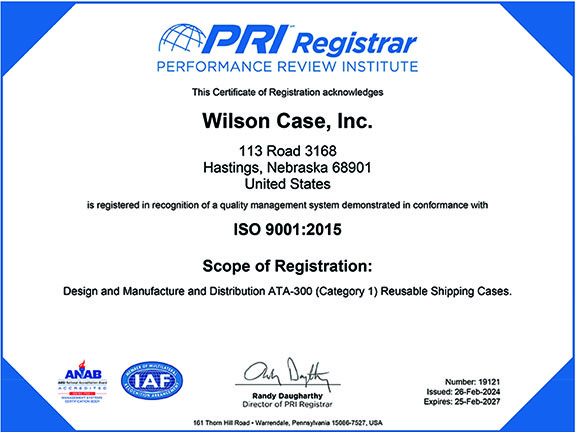 Wilson Case ISO 9001_2015 Certificate